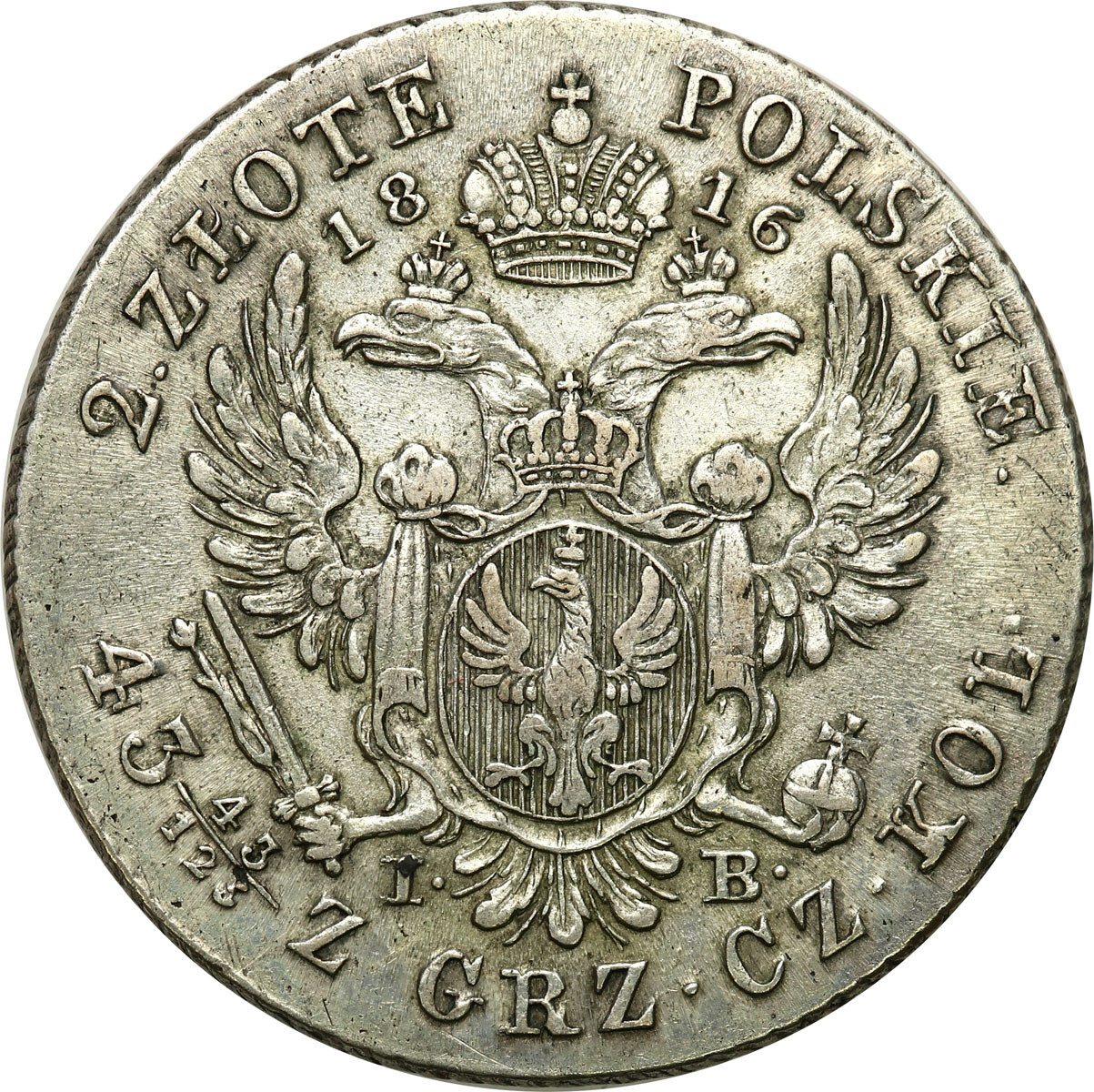 Królestwo Polskie. Aleksander I. 2 złote 1816 IB, Warszawa - RZADKI ROCZNIK